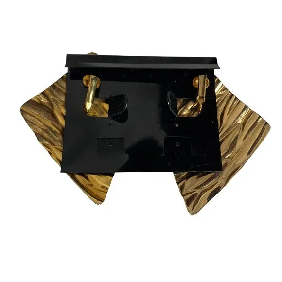 Vintage Gold Winged Clip On Earrings Dead Stock Earrings - Picture 3 of 4